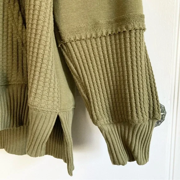 NWOT Time and Tru Olive Hooded Pullover Sweater, Women’s Size 2X/22, Waffle - Picture 3 of 7